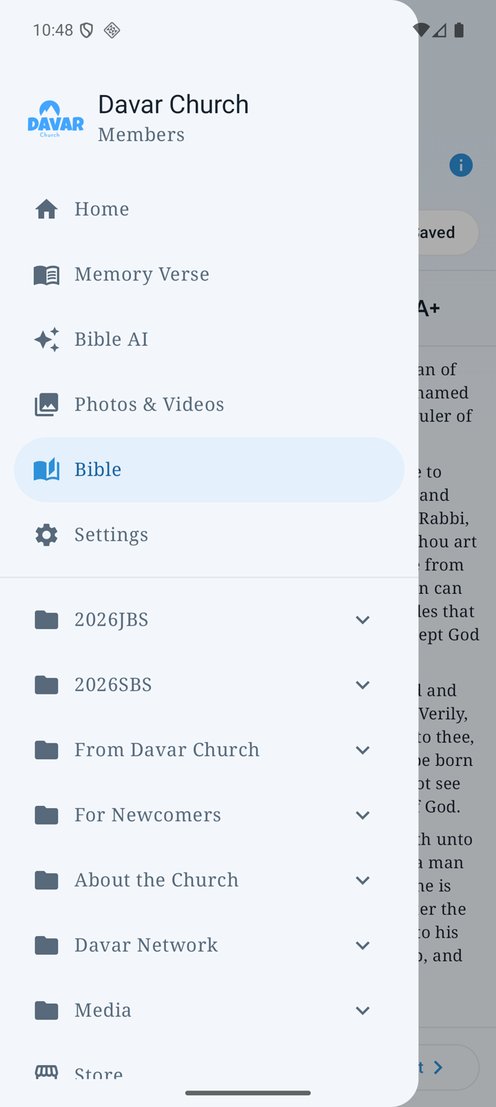 Android app menu