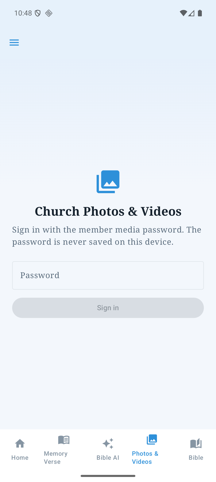 Signed-out Photos & Videos entry on Android