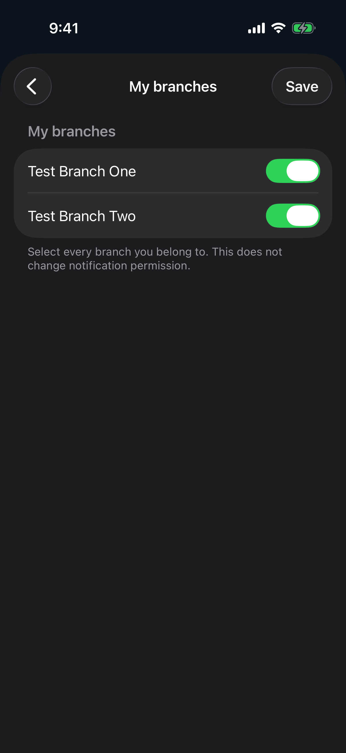 Select every branch you belong to